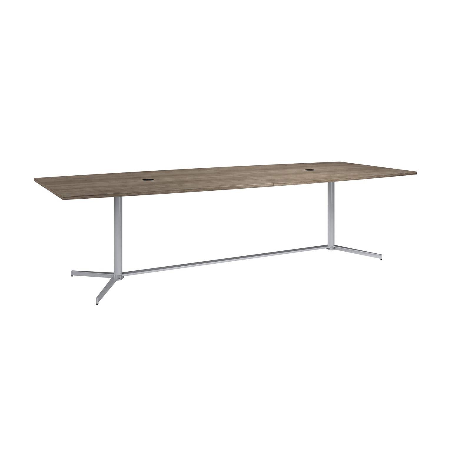 Bush Business Furniture 120W x 48D Boat Shaped Conference Table with Metal Base, Modern Hickory (99TBM120MHSVK)
