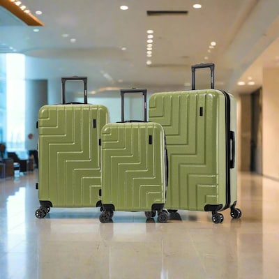 DUKAP Zahav 3-Piece Hardside Spinner Luggage Set, TSA Checkpoint Friendly, Green (DKZAHSML-GRN)