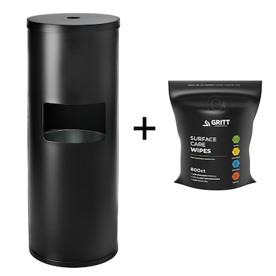 Gritt Commercial Wipe & Wipe Dispenser Starter Kit, Black, 800 Wipe Count (GRI509-BLK-RW)