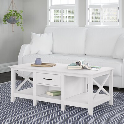Bush Furniture Key West 47 x 24 Coffee Table, Pure White Oak (KWT148WT-03)
