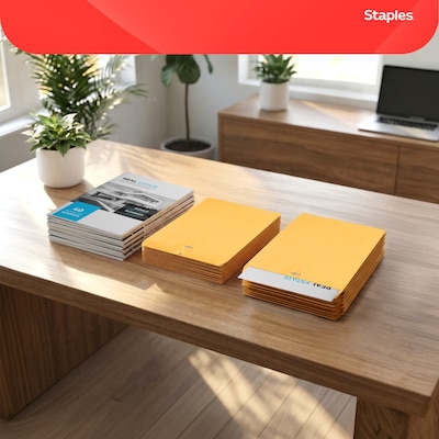 Staples Clasp Close Kraft Catalog Envelopes, 9"L x 12"H, Brown, 250/Box (487493/17242)