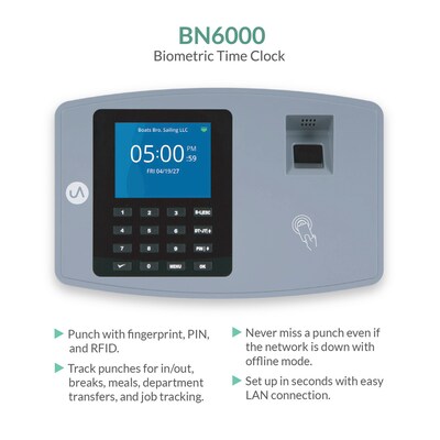 uAttend Fingerprint Time Clock System, Gray/Black (BN6000)