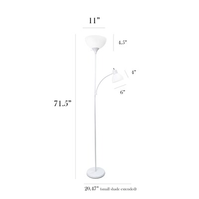 Simple Designs 71.5" Metal Floor Lamp with Dome Shades, 2/Pack (LF2000-WHT-2PK)
