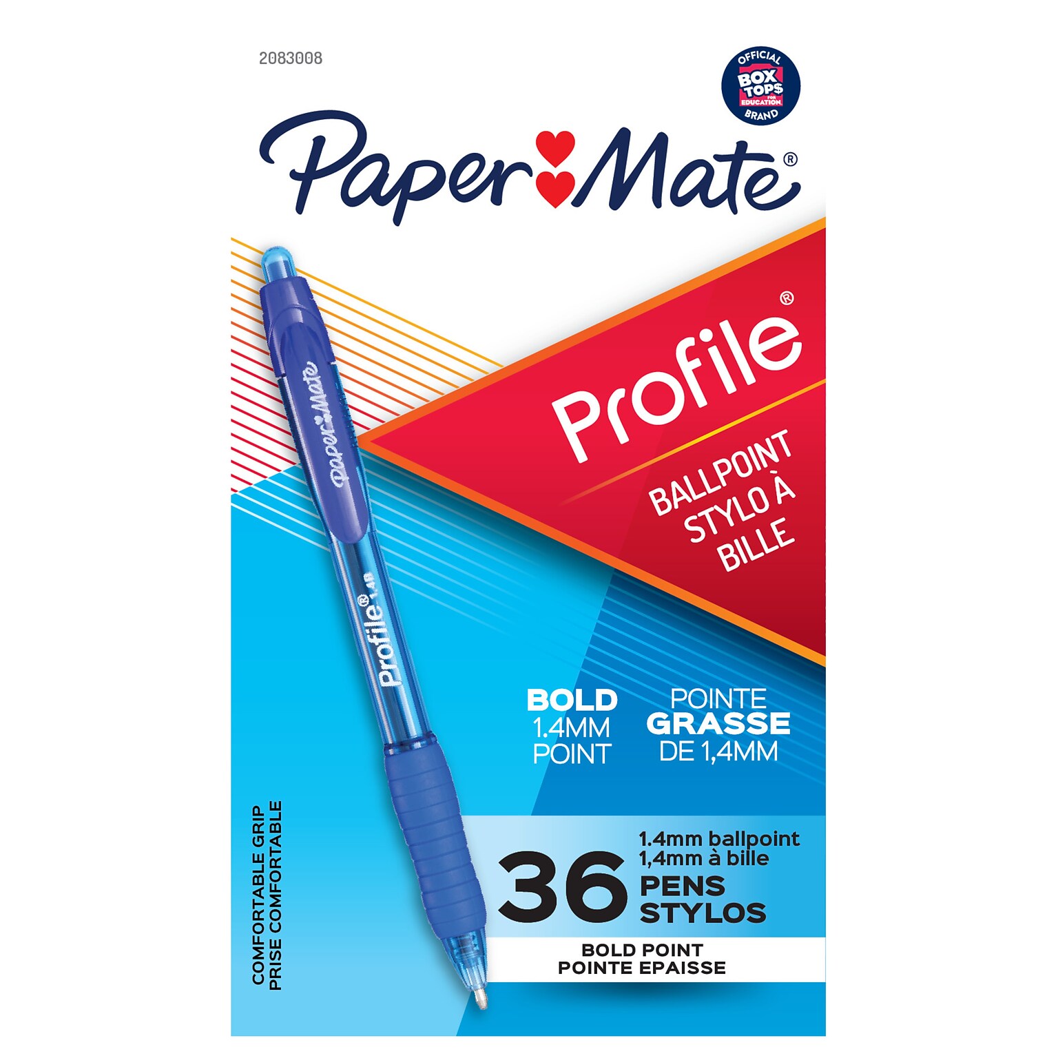 Paper Mate Profile Retractable Ballpoint Pen, Bold Point, Blue Ink, 36/Pack (2083008)
