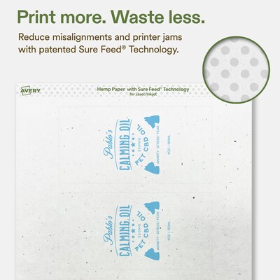 Avery Hemp Rectangle Laser/Inkjet Multipurpose Labels, 3" x 6", Off-White (24/Pack)