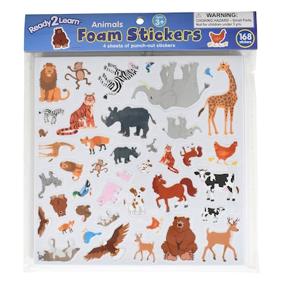 Ready2Learn Foam Animal Stickers, Multicolored, 168/Pack (CE-10094)