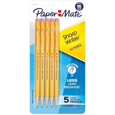 Paper Mate SharpWriter Mechanical Pencil, 0.7mm, #2 Medium Lead, 5/Pack (30376/2119640)