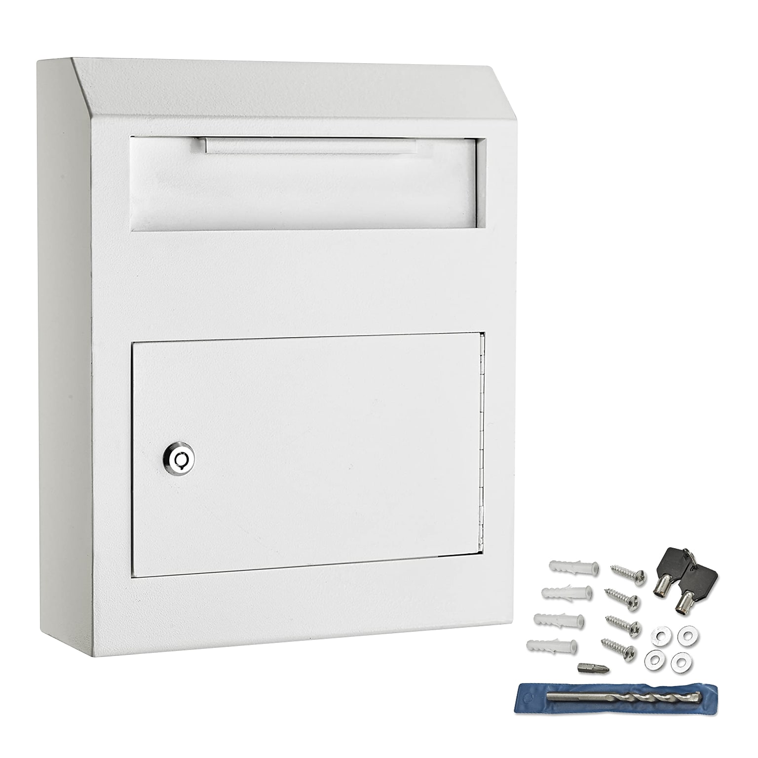 AdirOffice Heavy-Duty Secured Safe Drop Box Mailbox with Suggestion Cards, White (631-07-WHI-PKG)