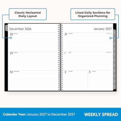 2027 Blue Sky 8.5 x 11 Weekly & Monthly Planner, Black (160975)