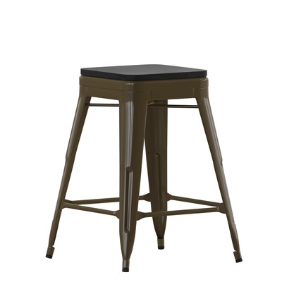 Flash Furniture Cierra Industrial Metal Counter Height Stools without Back, Gunmetal/Black, 4-Pieces/Pack (4ET32024GNRPL2B)
