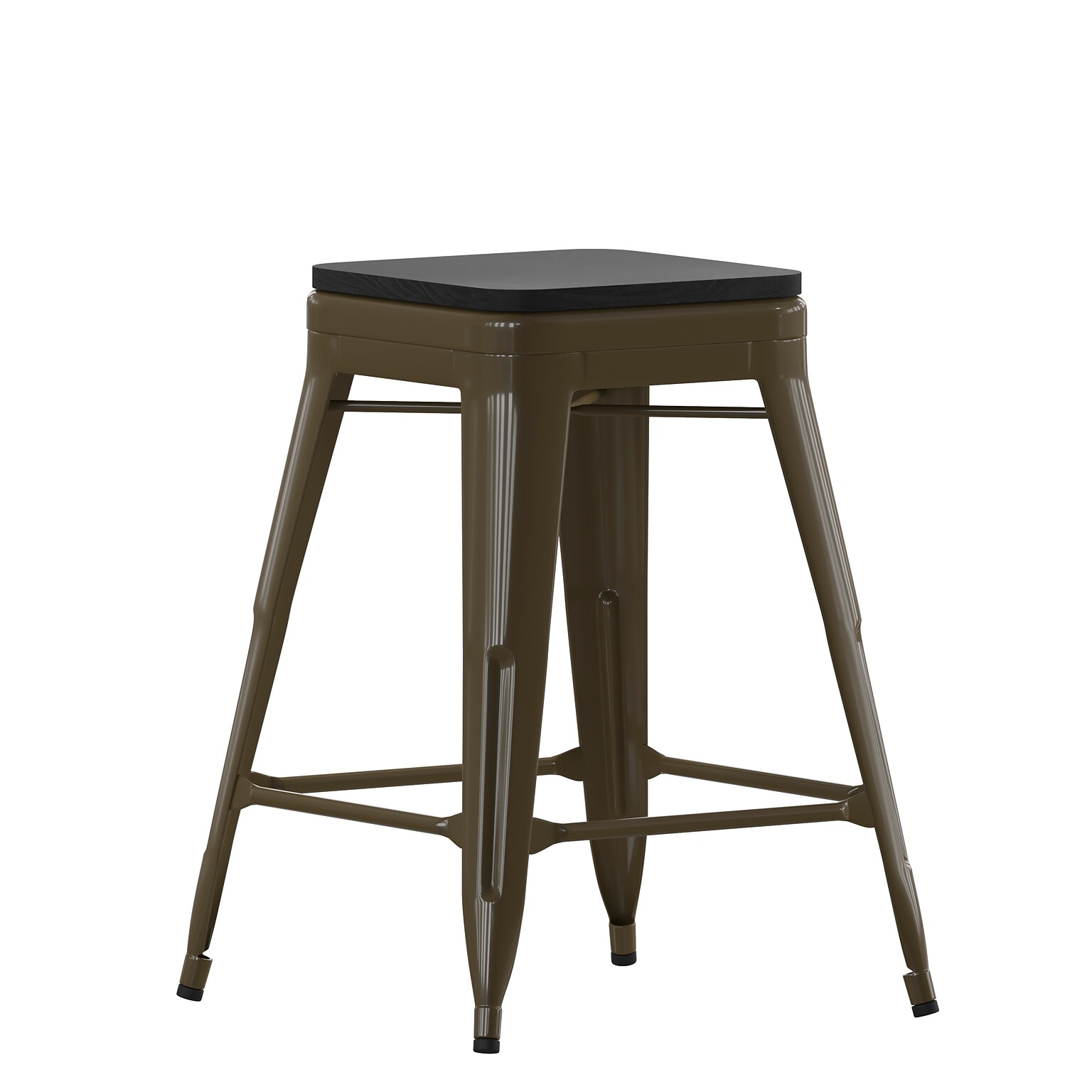 Flash Furniture Cierra Industrial Metal Counter Height Stools without Back, Gunmetal/Black, 4-Pieces/Pack (4ET32024GNRPL2B)