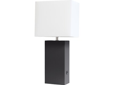 Lalia Home Lexington Table Lamp, Black Faux Leather (LHT-3012-BK)