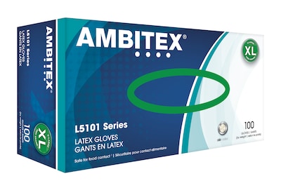 Ambitex® L5101 Series Latex Multipurpose Gloves, Powdered, Cream, XL, 100/Box (LXL5101)