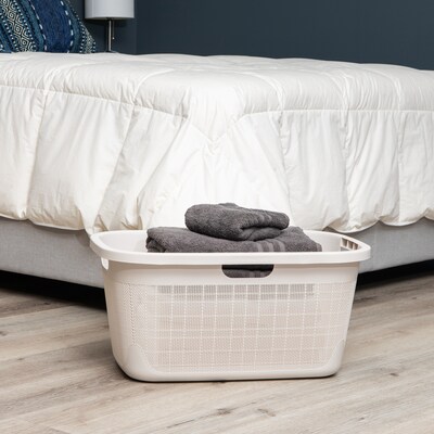 Mind Reader 10-Gallon Laundry Basket, Plastic, Ivory (40FABASK-IVO)