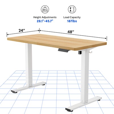 FlexiSpot E2 48''W Electric Rectangular Adjustable Standing Desk, Maple/White (E2W4824M)