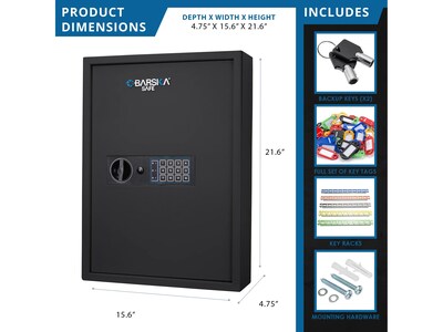 Barska 100-Key Digital Keypad Wall Safe, Black (AX13370)