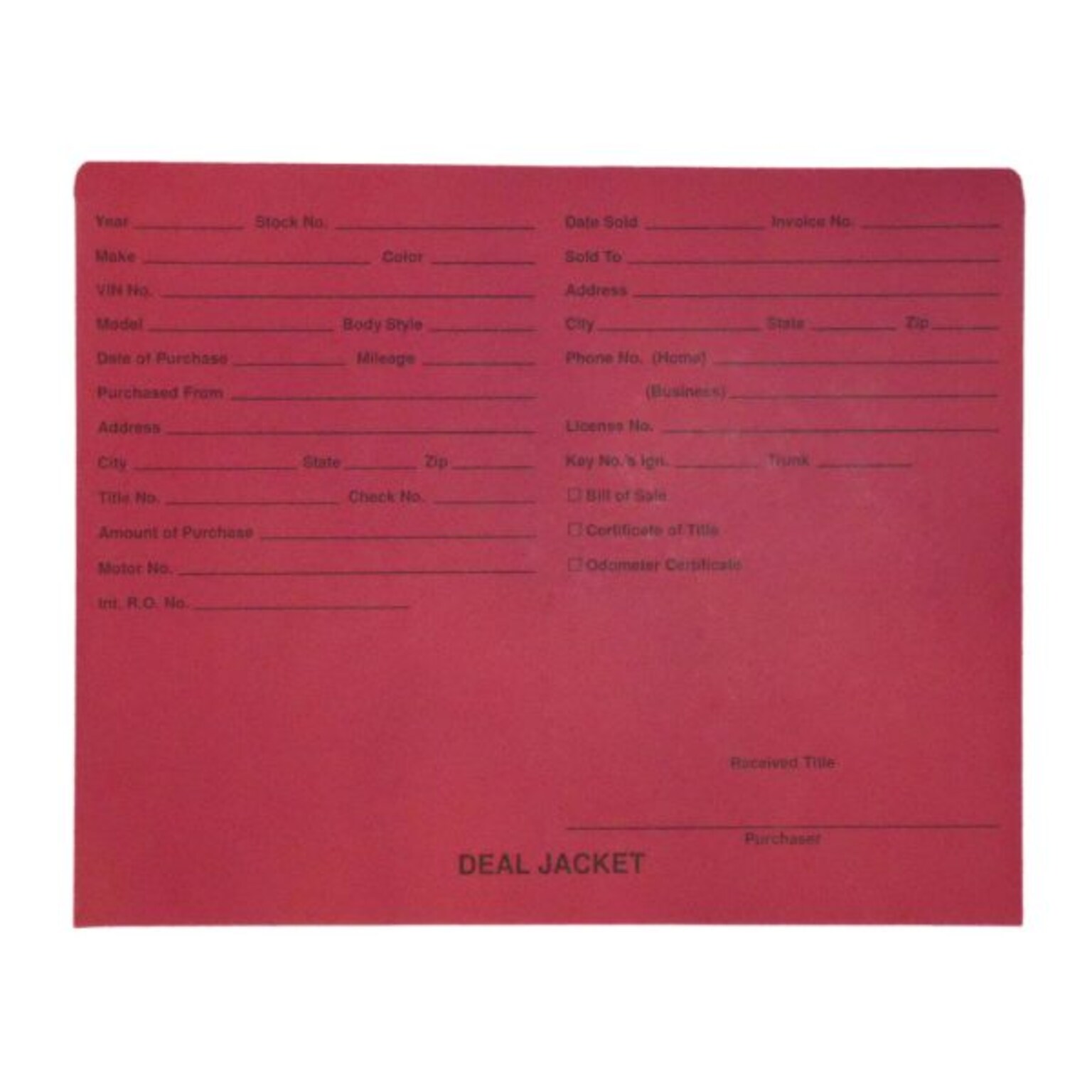 BSP Automotive Dealer Printed Jacket, Letter Size, Red 100/Box (S-09432-RED)