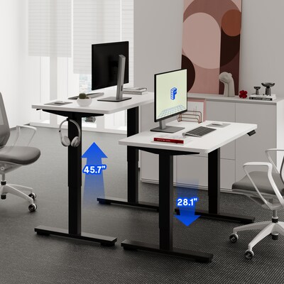 FlexiSpot E2 42''W Electric Adjustable Standing Desk, White/Black (E2B4224W)