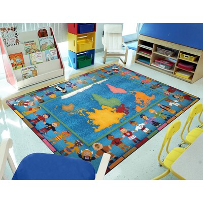 Joy Carpets Hands Around the World Nylon 5'4" x 7'8" Machine Tufted Rug, Multicolored (1488C)