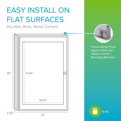 Ghent 3' H x 2' W Enclosed Vinyl Bulletin Board with Satin Frame, 1 Door, Silver (PA13624VX-193)