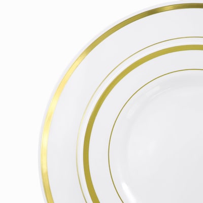 Elama Plastic Dinnerware Set, White/Gold, 150 Pieces/Set (935124340M)