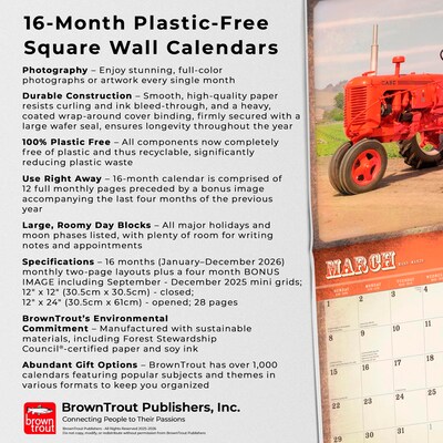 2026 BrownTrout Vintage Tractors 12" x 12" Monthly Wall Calendar (9798330705948)