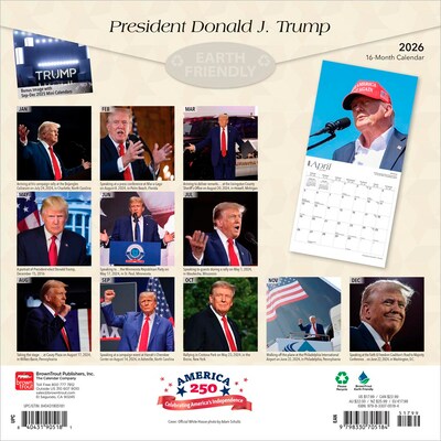 2026 BrownTrout President Donald J. Trump 12 x 12 Monthly Wall Calendar (9798330705184)