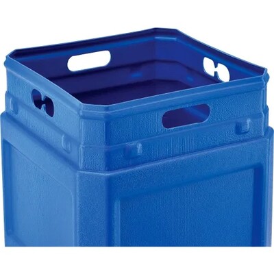 Global Industrial Square Plastic Waste Receptacle w/ Dome Lid, 42 Gallon, Blue (641414BL)