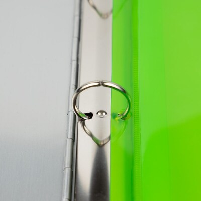 JAM Paper Plastic Binder Pocket, 3-Hole Punched, Lime Green, 3/Pack (218VB1LIMEX3)