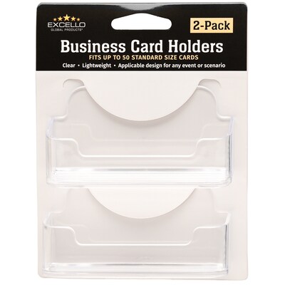 Excello Global Products Horizontal Card Holder, 3 x 2, Horizontal, Table Top/Countertop, Clear Plastic, 2/Pack