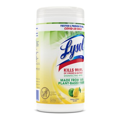 Lysol Disinfecting Wipes, Fresh Citrus Scent, 70 Wipes/Pack (1920049128)