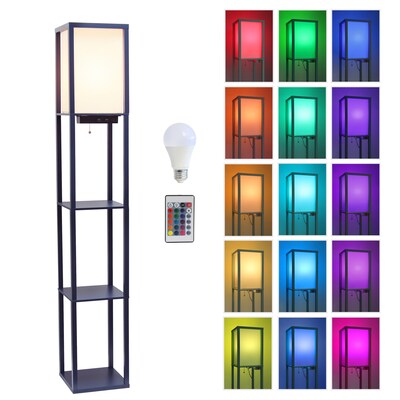 Simple Designs Etagere Organizer 62.5 Floor Lamp with Rectangular Shade, Navy Blue (LF1037-NAV-CCLB