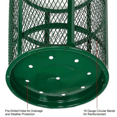 Global Industrial Outdoor Steel Mesh Corrosion-Resistant Trash Can, 48 Gallon, Green (237634GN)