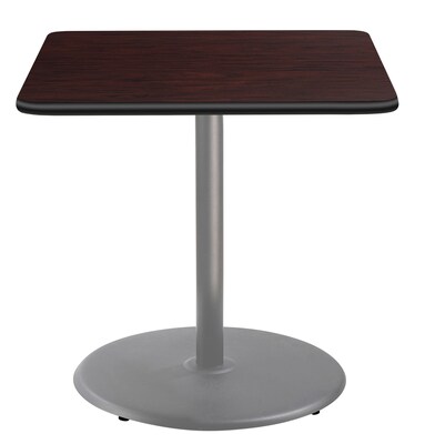 NPS CT Series 36 Square 36 Height Cafe Table, Round Base, Grey Frame/Mahogany Top (CTG33636RCPBTMM