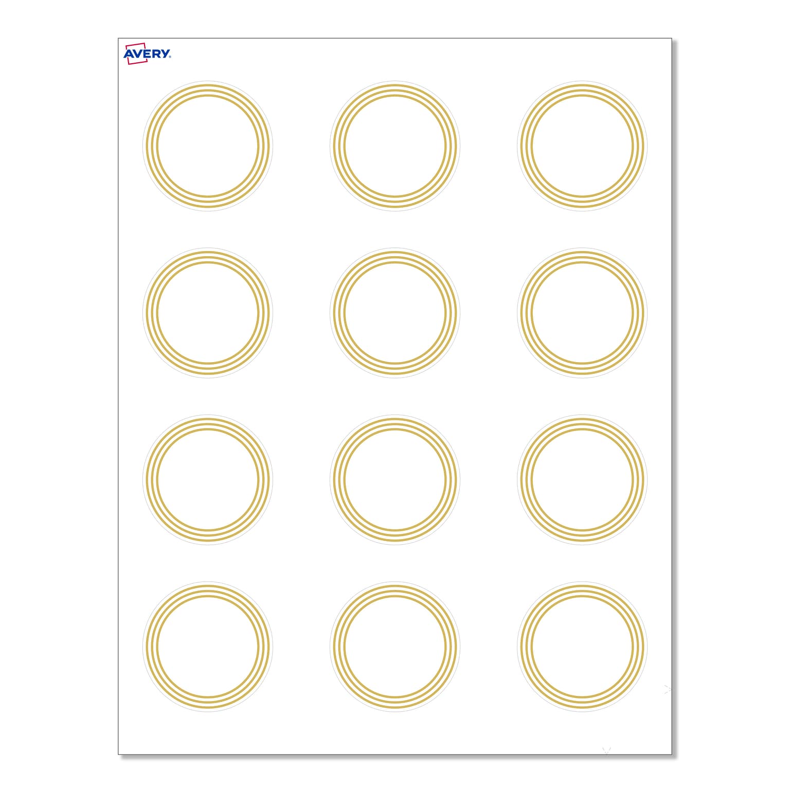 Avery Multi-Lined Gold Border Matte Blank Card, White, 120/Pack (S00-D19)