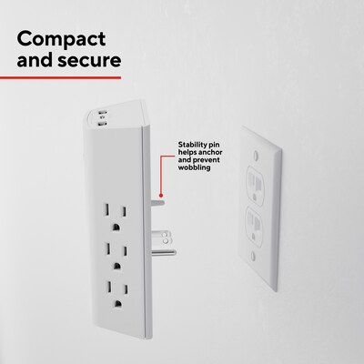 Staples TECH 6-Outlet 3-USB Port Surge Protector, 1200 Joules, White (ST62778)