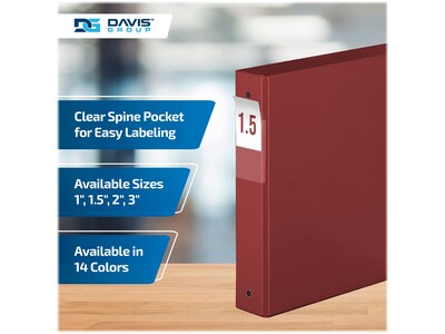 Davis Group Premium Economy 1 1/2" 3-Ring Non-View Binders, Burgundy, 6/Pack (2312-08-06)