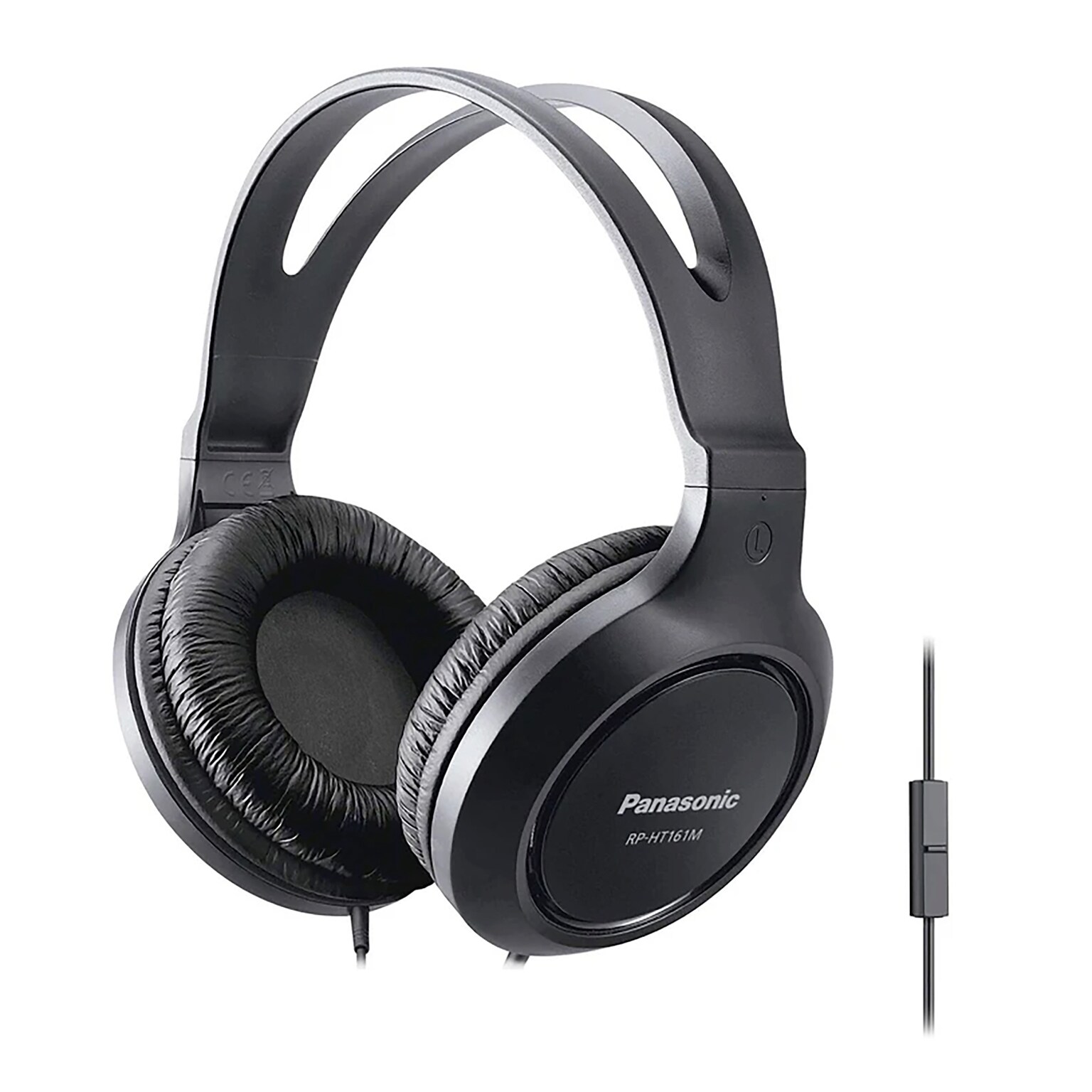 Panasonic Over-Ear Headphones with Microphone & XBS for Deep Bass, Black (RP-HT161M)