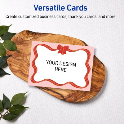 Avery Gold-Pink Bow General Use Blank Cards, White, 20/Pack (S00-FFK)