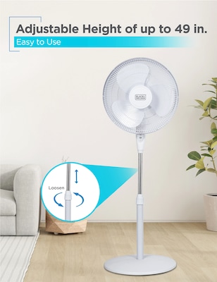 Black & Decker 16" Oscillating Pedestal Fan, 3-Speed, White (BFSR16W)