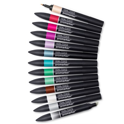Winsor & Newton Promarker Dual-Tip Alcohol Based Marker, Manga Chibi Colors, 12/Pack (WNX0290141)