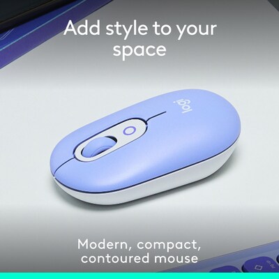 Logitech POP Wireless Ambidextrous Optical Mouse, Lilac (910-007410)