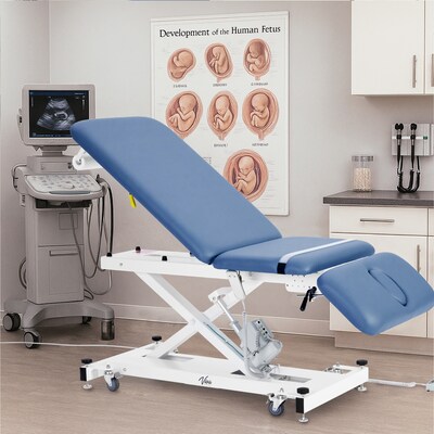 Viva Comfort XRO 3-Section Electric Height and Back Adjustable Exam Table, 600 lbs. Capacity, Blue (ADI903-21-BLU-MK)