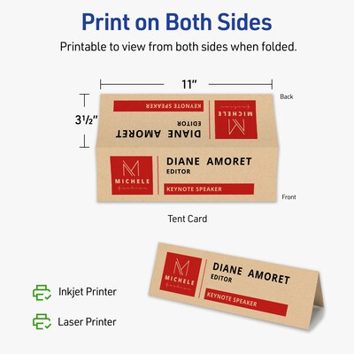 Avery Integrated Cards, 3.5" x 11", Matte Kraft Brown, 50/Box (95339)