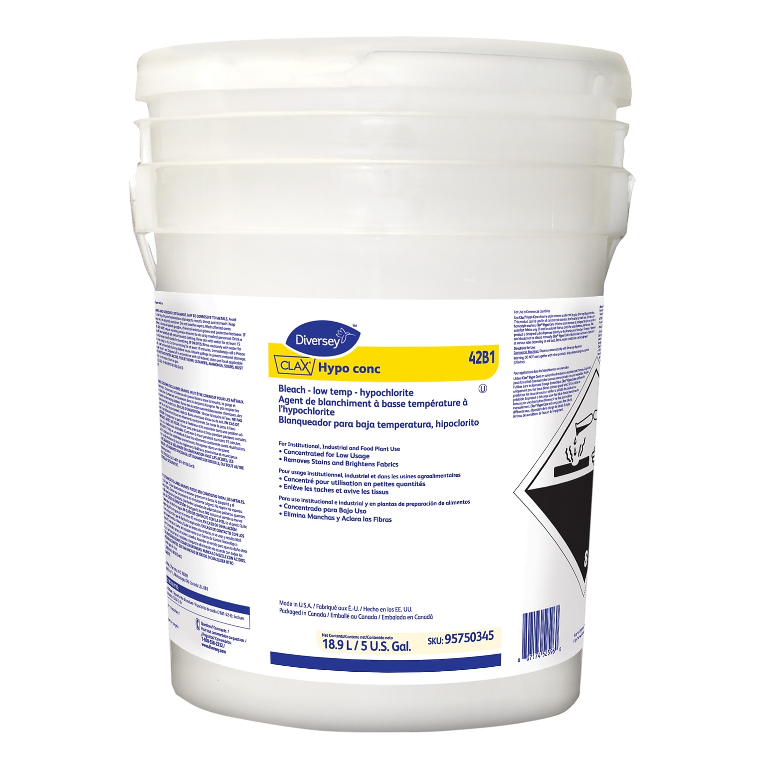 Diversey Clax Hypo conc 42B1 Bleach, 640 oz. (95750345)