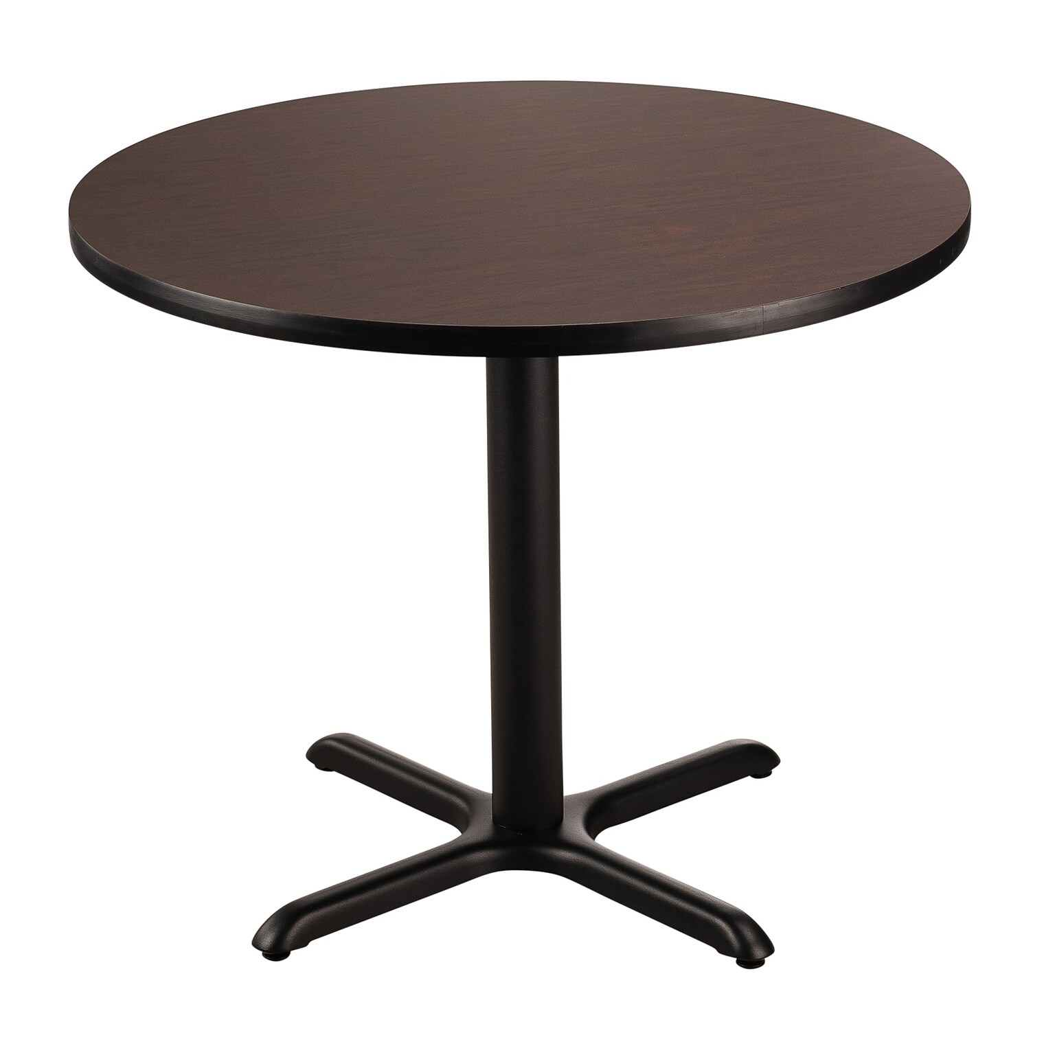 NPS CT Series 36 Round 30 Height Cafe Table, X Base, Black Frame/Mahogany Top (CT13636XDPBTMMY)