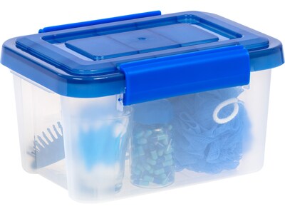 Iris WeatherPro 6.5 qt. Latch Lid Storage Bin, Clear/Blue (500198)
