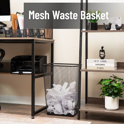 Mind Reader Metal Trash Cans, 10.67 Gallon, Black, 2/Pack (2LASBIN-BLK )