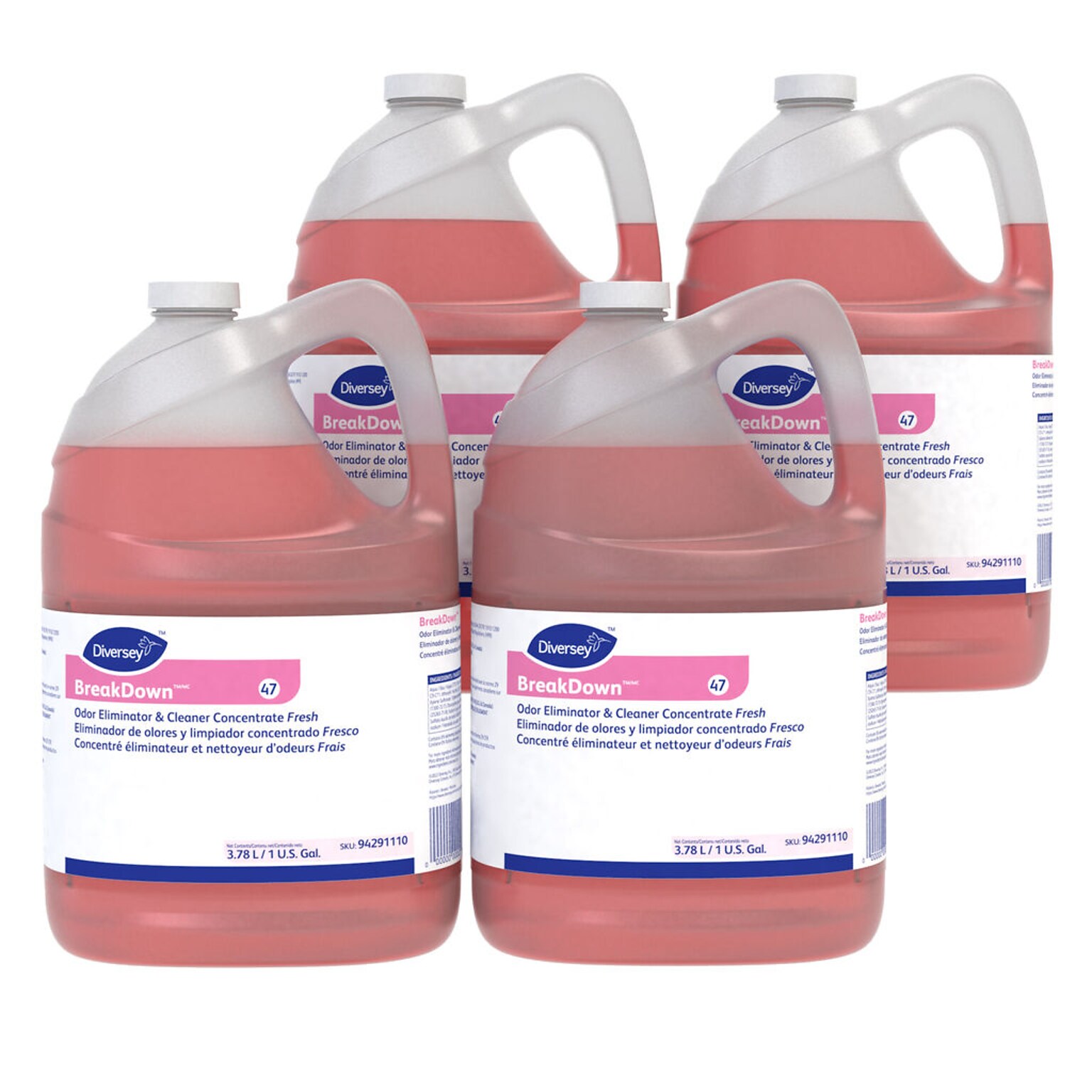 Diversey BreakDown Odor Eliminator Concentrate, Fresh, 1 Gallon, 4/Carton (94291110)