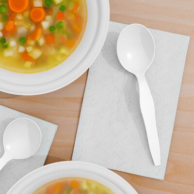 Perk™ Polystyrene Soup Spoon, Heavy-Weight, White, 1000/Carton (PK56404CT)